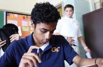 A student taking the ACT 